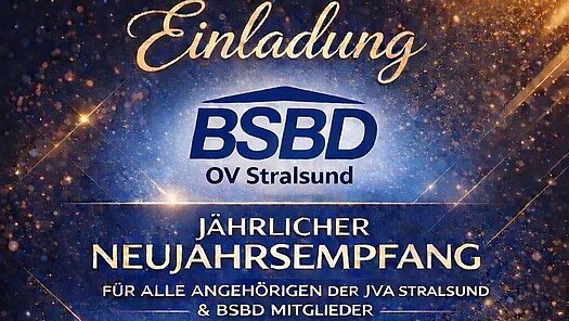Einladungsflyer zum Neujahrsempfang des OV Stralsund
